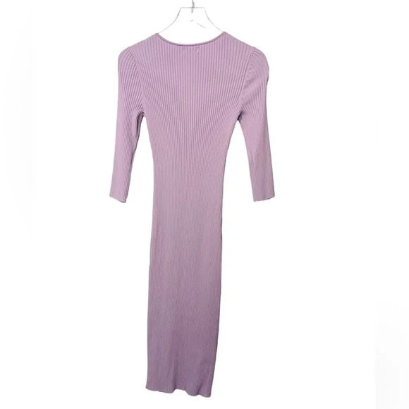 LPA Salvatore Dress in Lilac Ribbed Knit Midi size Medium - Picture 4 of 8